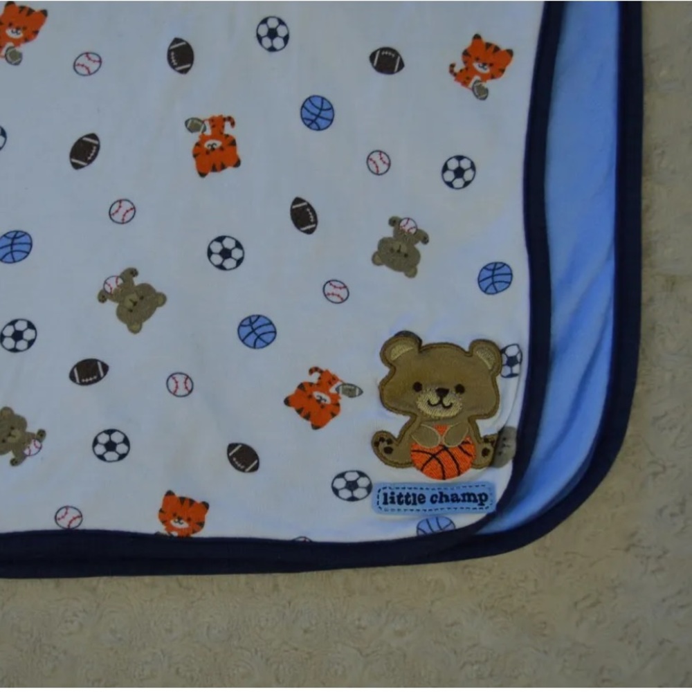 Child of Mine by Carter's Little Champ Teddy Bear Blanket Sport Tiger Blue White